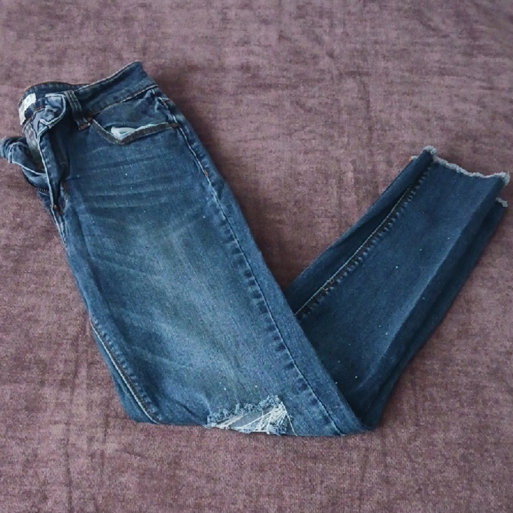 love, Fire Dark Blue Distressed Skinny Jeans